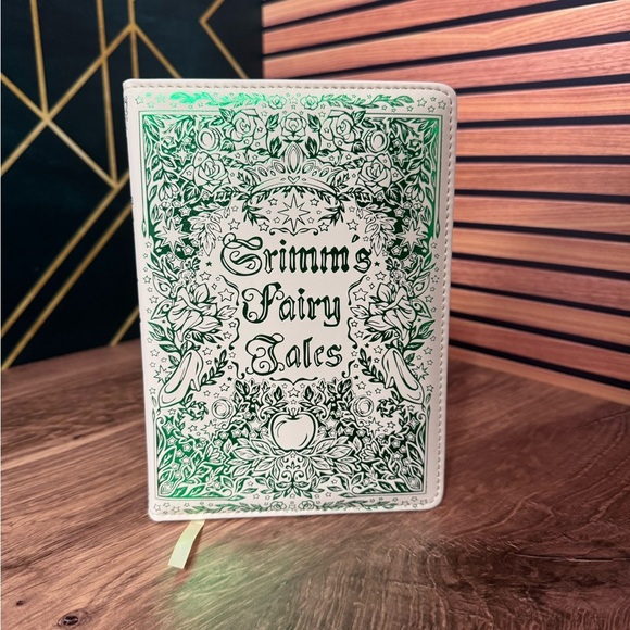 OwlCrate Grimm’s Fairy Tales Journal Cream Faux Leather, Green Foil, Refillable - Picture 2 of 6
